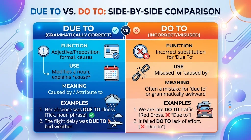 Due To vs. Do To: Side-by-Side Comparison
