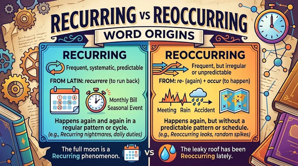 Recurring vs Reoccurring Word Origins