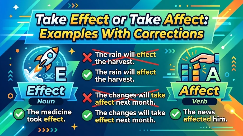 Take Effect or Take Affect: Examples With Corrections