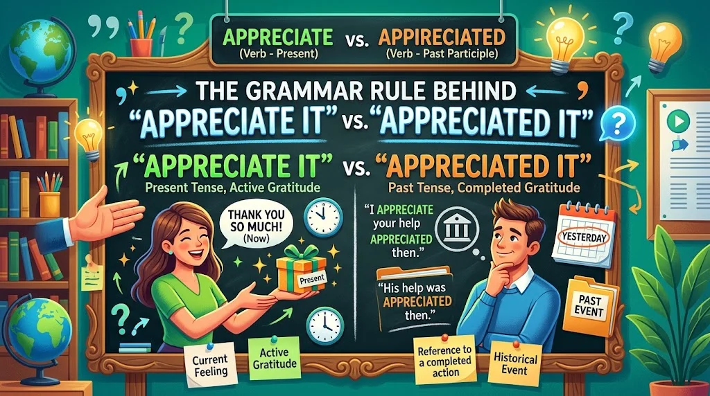 The Grammar Rule Behind “Appreciate It” vs. “Appreciated It”